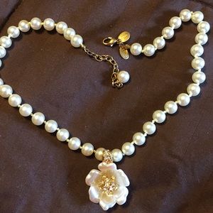 Nolan Miller faux pearl,rhinestone flower pendant